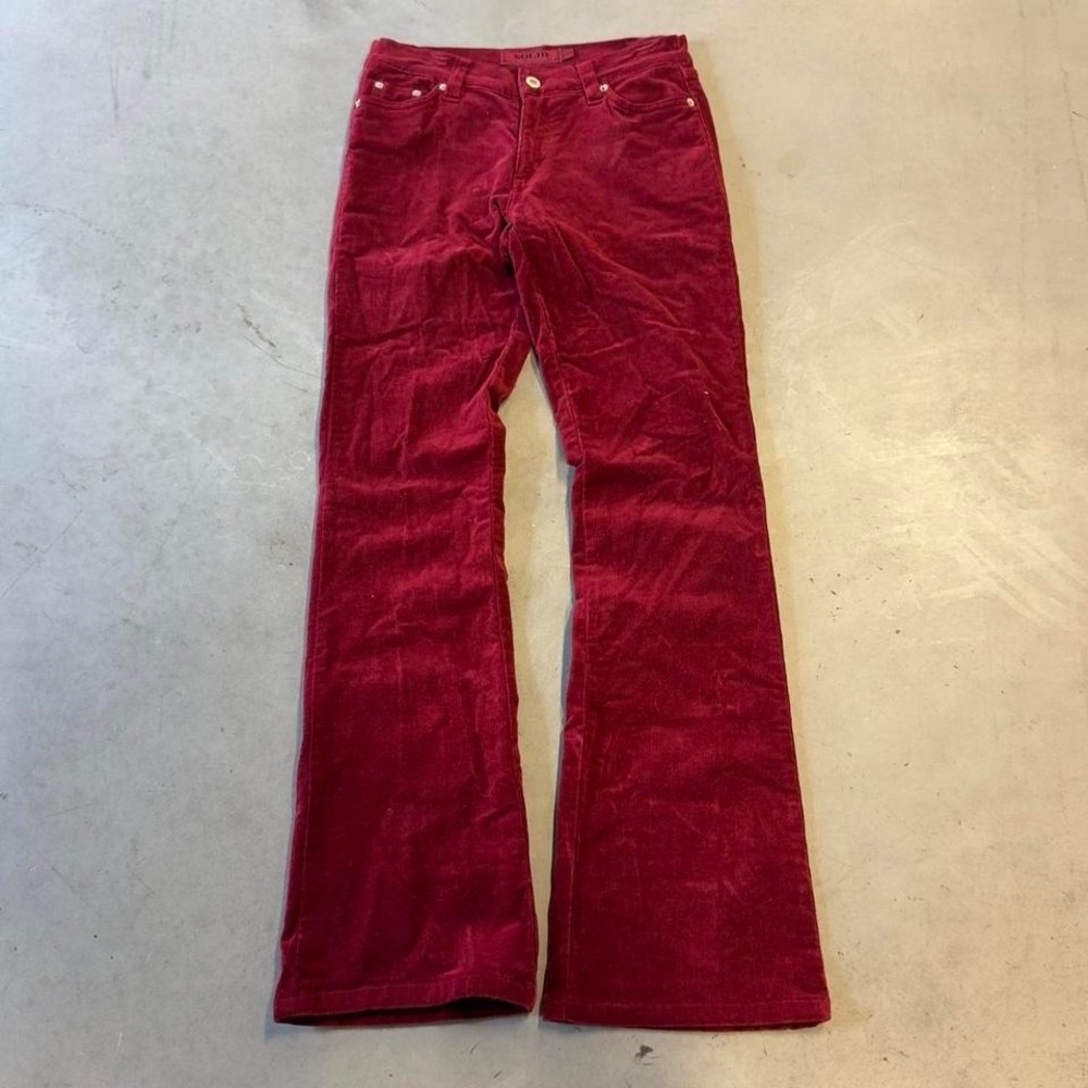 Vintage women's red velvet corduroy low rise flare pants - Picture 1 of 6
